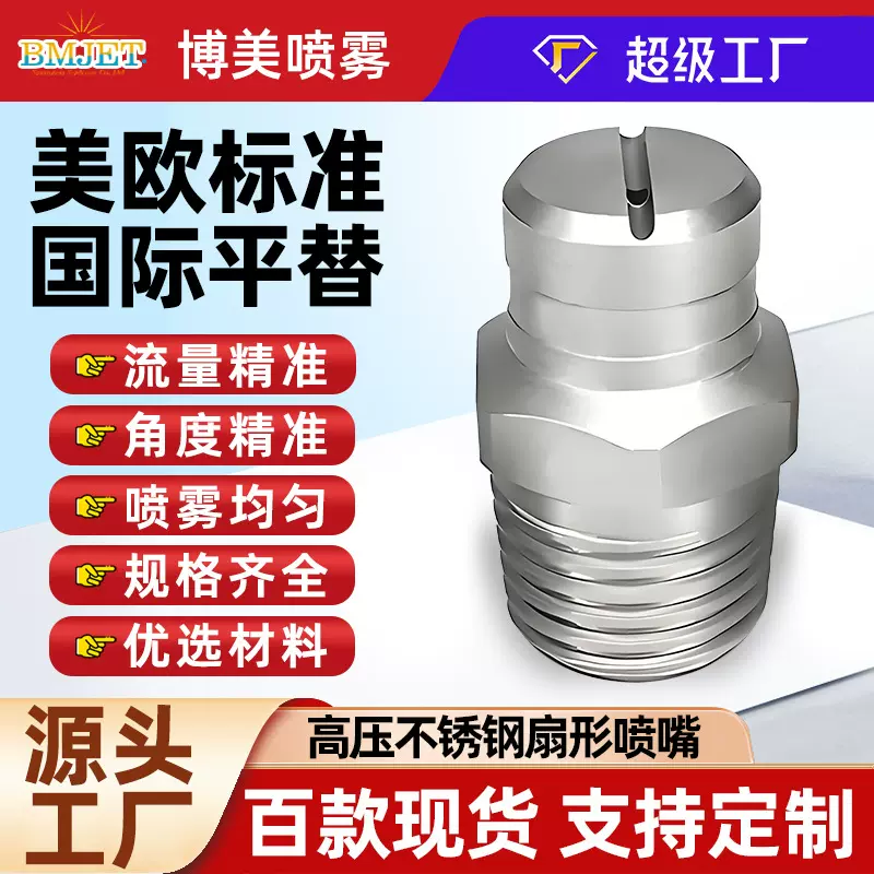416不锈钢MEG高压扇形喷嘴 降温除尘冷却清洗机洗车机雾化喷淋头