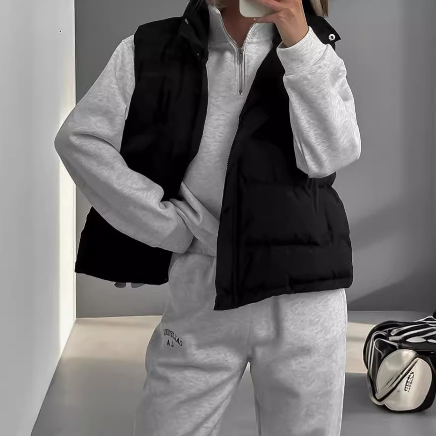 Women's Clothing autumn and winter new fashion trend hot girl street thick warm vest sleeveless cotton jacket_voghion.com