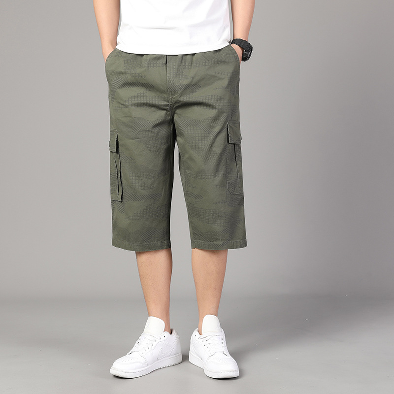 Summer Casual Youth Men's Multi-Pocket Cargo Shorts Cropped Pants Cross-Border Middle-Aged Men's Large Size Shorts Breathable