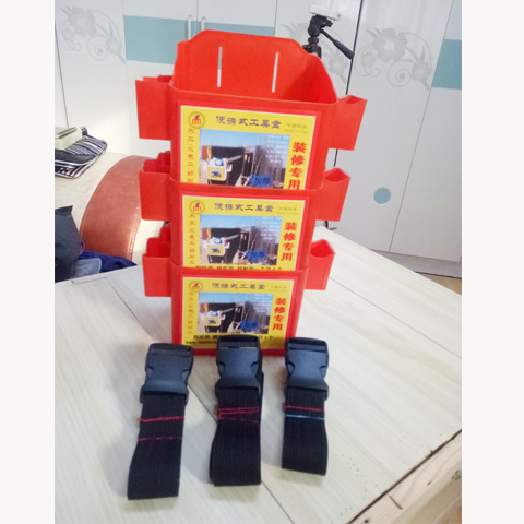 Caja de clavos de carpintería de plástico, clavos de tierra, riñonera de cubo, caja de herramientas portátil, caja de cintura de bolsillo de clavos engrosados multifunción de rejilla doble