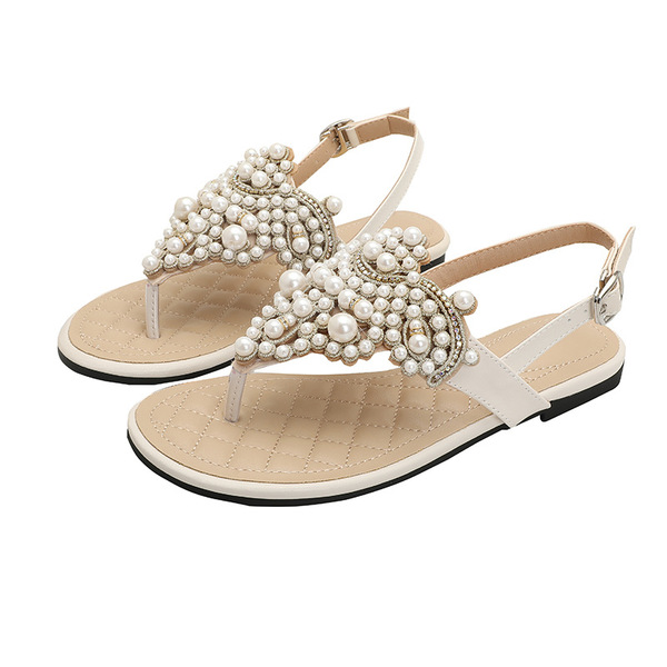 sandals with rhinestones flat open toe