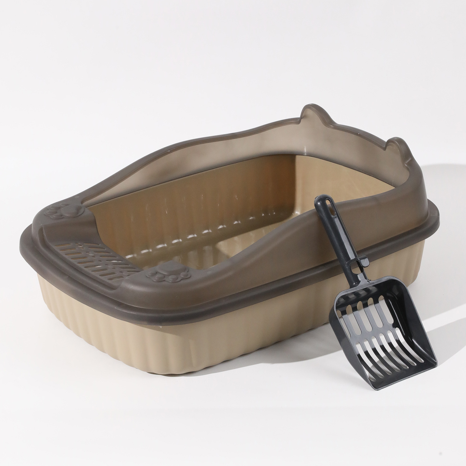 Lavabo de arena para gatos, inodoro para gatos semicerrado de gran tamaño, cerca alta, palangana de heces para gatos, palangana de arena para gatos, suministros para mascotas para gatos