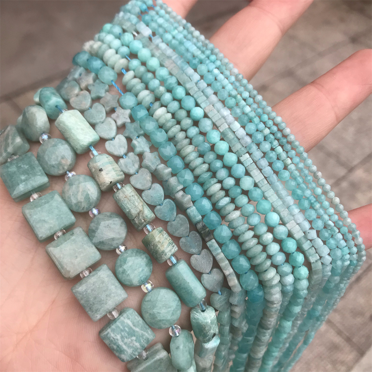 Cotton Thread/fishing Line Chain Type A String Quantity A String Diameter 10mm Diameter 3mm Diameter 4mm Natural Stone Amazonite Irregular Geometric Smooth Faceted Jewelry Accessories Beads