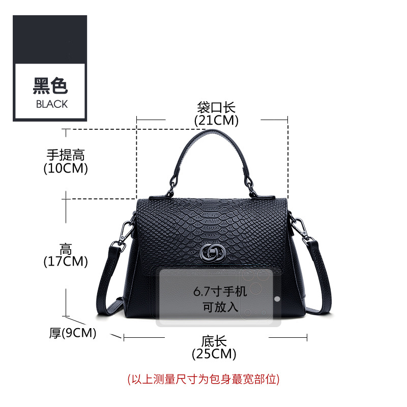 Casual Genuine Leather Shoulder Bag For Women 2026 New Arrival Versatile Large Capacity Crossbody Bag Crocodile Embossed Cowhide Handbag Small - Thumbnail 6