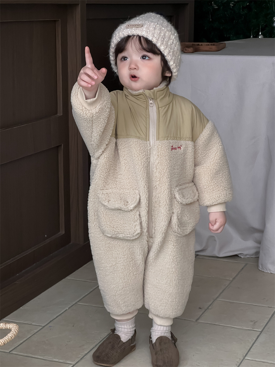 Ropa de otoño e invierno para niños 2024 ropa de salida para bebés 2024 ropa de otoño e invierno de color y terciopelo ropa de escalada image 5