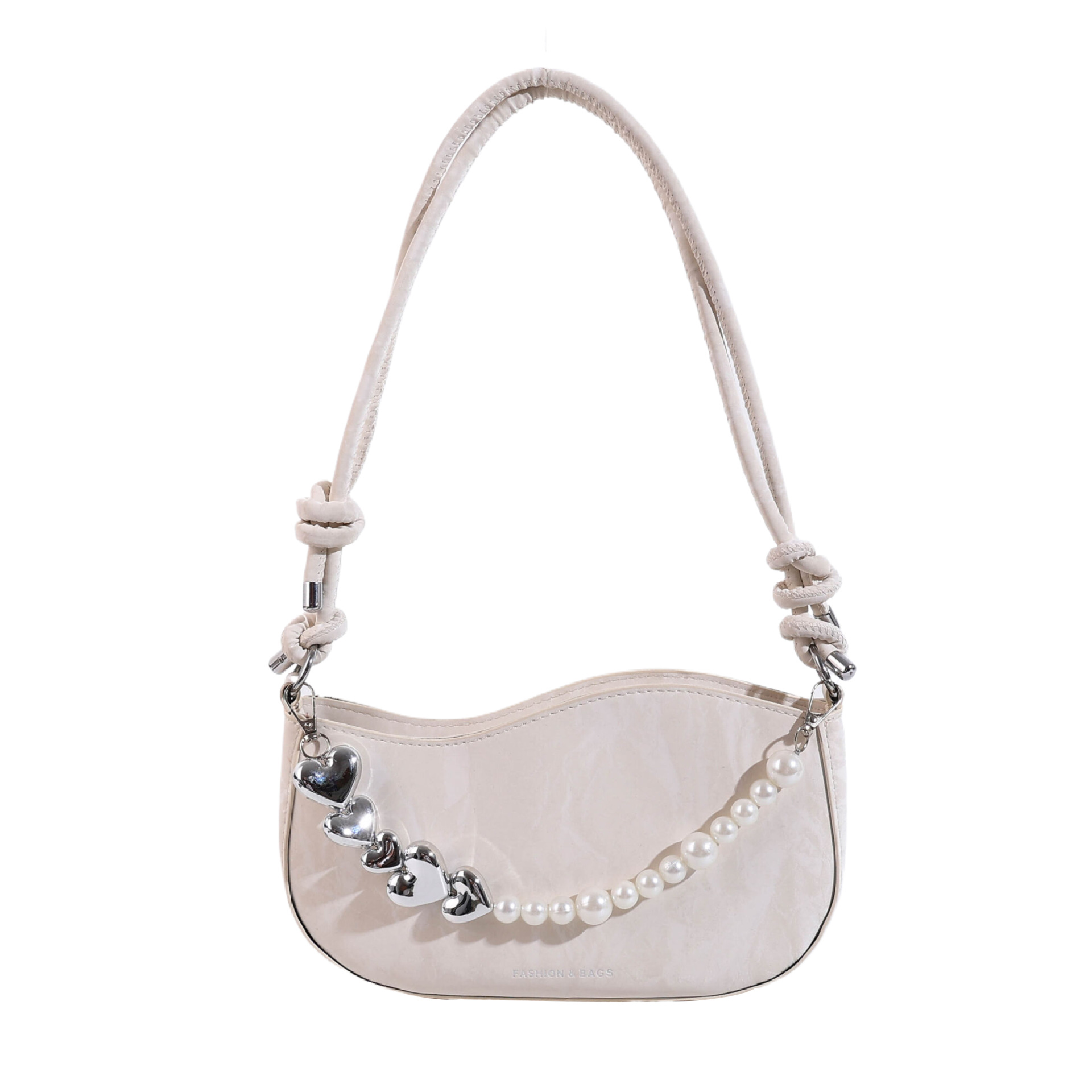 Textura de celebridades de Internet, bolso pequeño de estilo occidental para mujer 2024 verano nuevo bolso de hombro de perlas, bolso de axila de mensajero de moda de todo fósforo