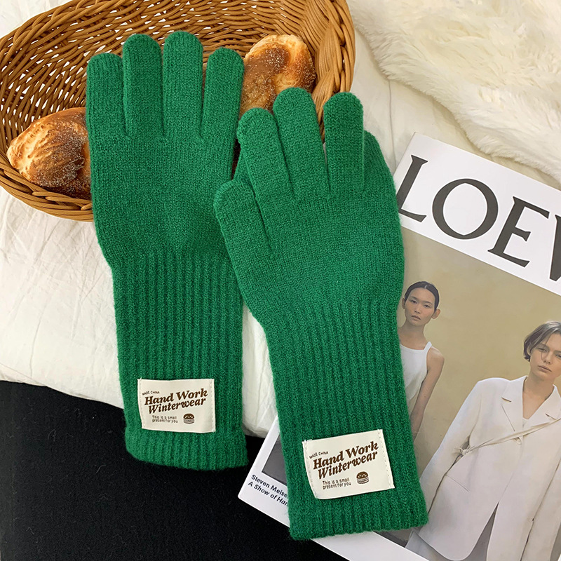 Guantes de ciclismo 2025, otoño y invierno nuevos guantes de punto de lana gruesa alargada guantes de dedo caliente al por mayor