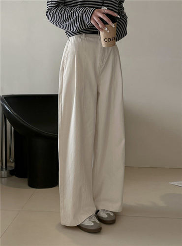 Retro cotton carambola pants spring new style lazy loose casual pants high waist slimming straight wide-leg pants women's pants