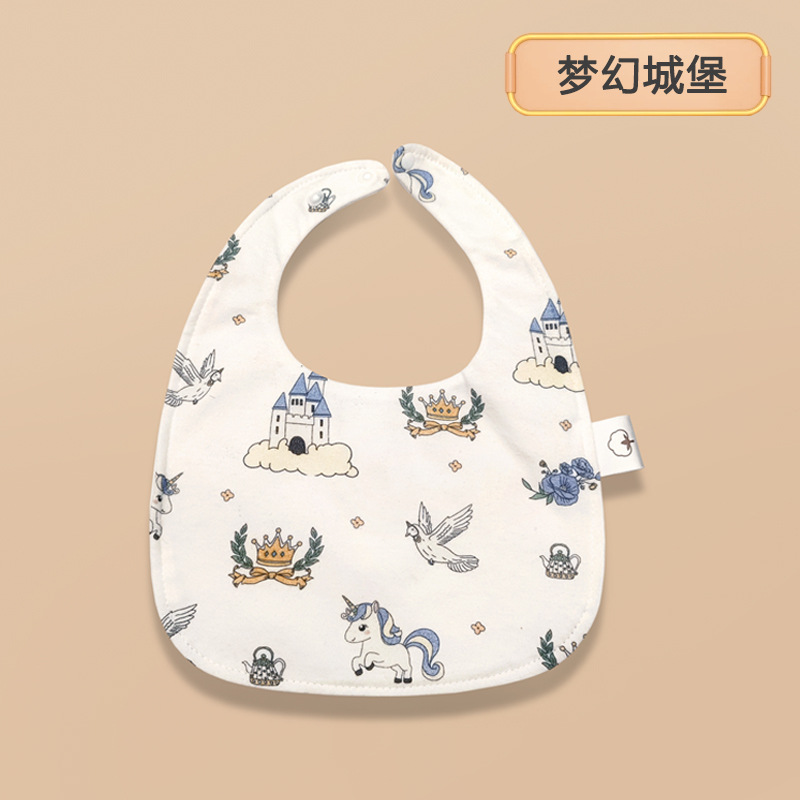 Baby transfronterizo toalla de saliva de algodón en forma de U, bufón impermeable para recién nacidos, bufón de leche anti-vomitación para niños y niñas