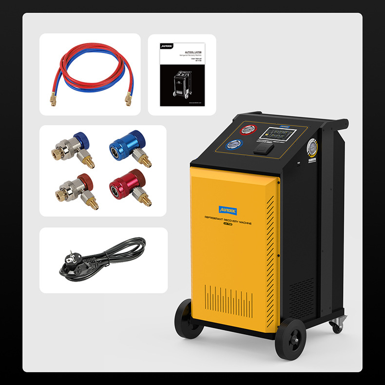 Autool LM708 automóvil aire acondicionado refrigerante recuperación máquina de llenado equipo de purificación tubería desmontaje libre refrigerante máquina de llenado
