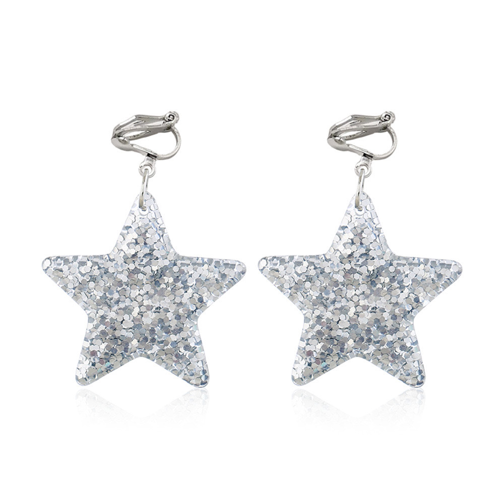 Pendientes de estrella de diamantes de moda de lujo ligero, sin orejas perforadas, pendientes de nicho europeos y americanos de alta gama, pendientes de estrella de cinco puntas individuales para mujer