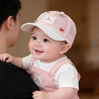 儿童帽子夏季薄款透气网眼鸭舌太阳帽女婴宝宝遮阳防晒可爱棒球帽