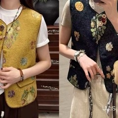 中式提花无袖背心马甲2025秋季国风新款优雅复古坎肩上衣外套女