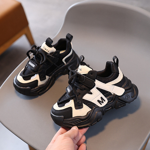 Spring and autumn boys and baby shoes children's sneakers Dad mesh running shoes 1-3 years old 7 girls and children's soft-soled mesh shoes