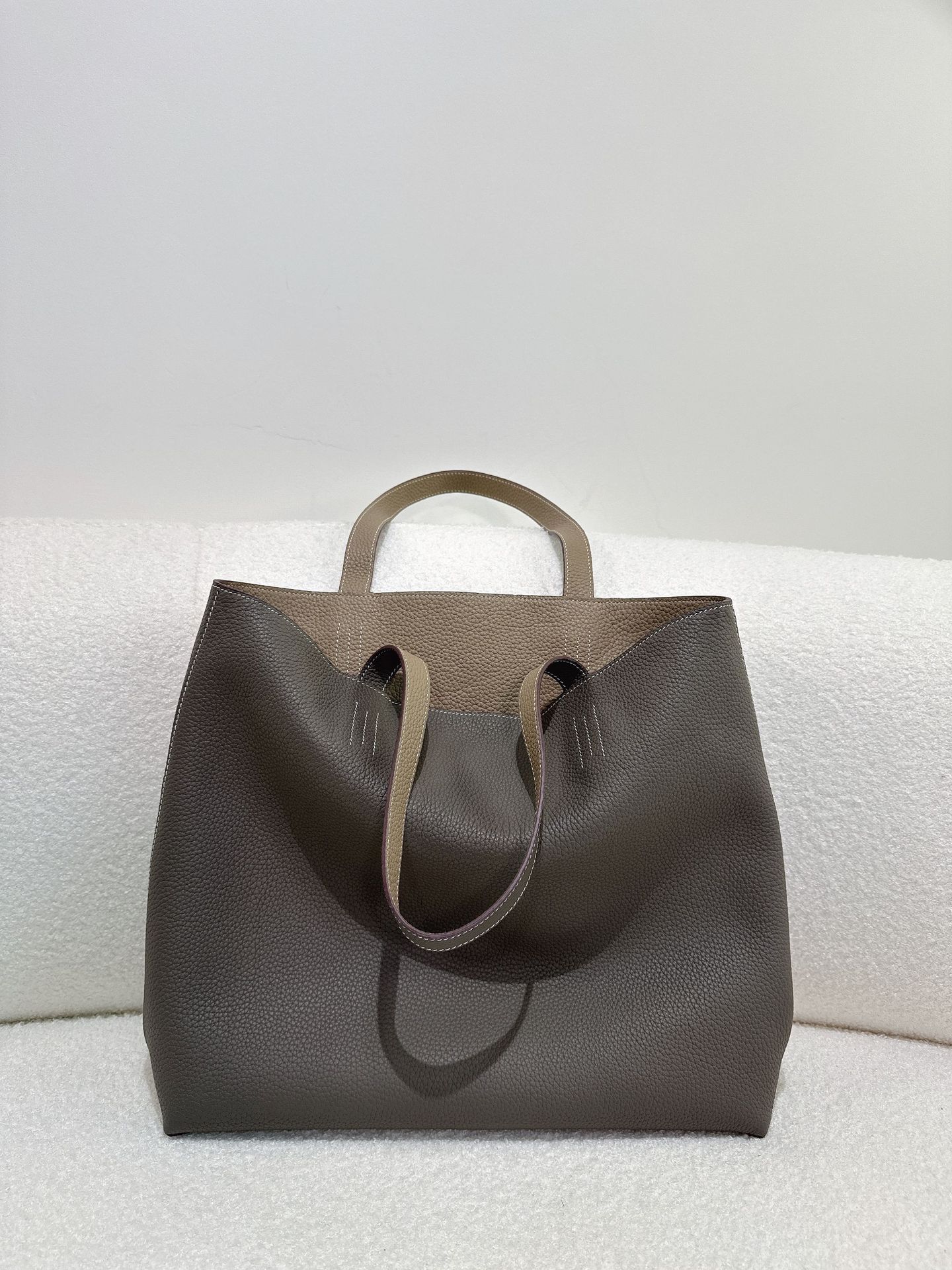 Leather double-sided capacious minimalistic shopping bag one…