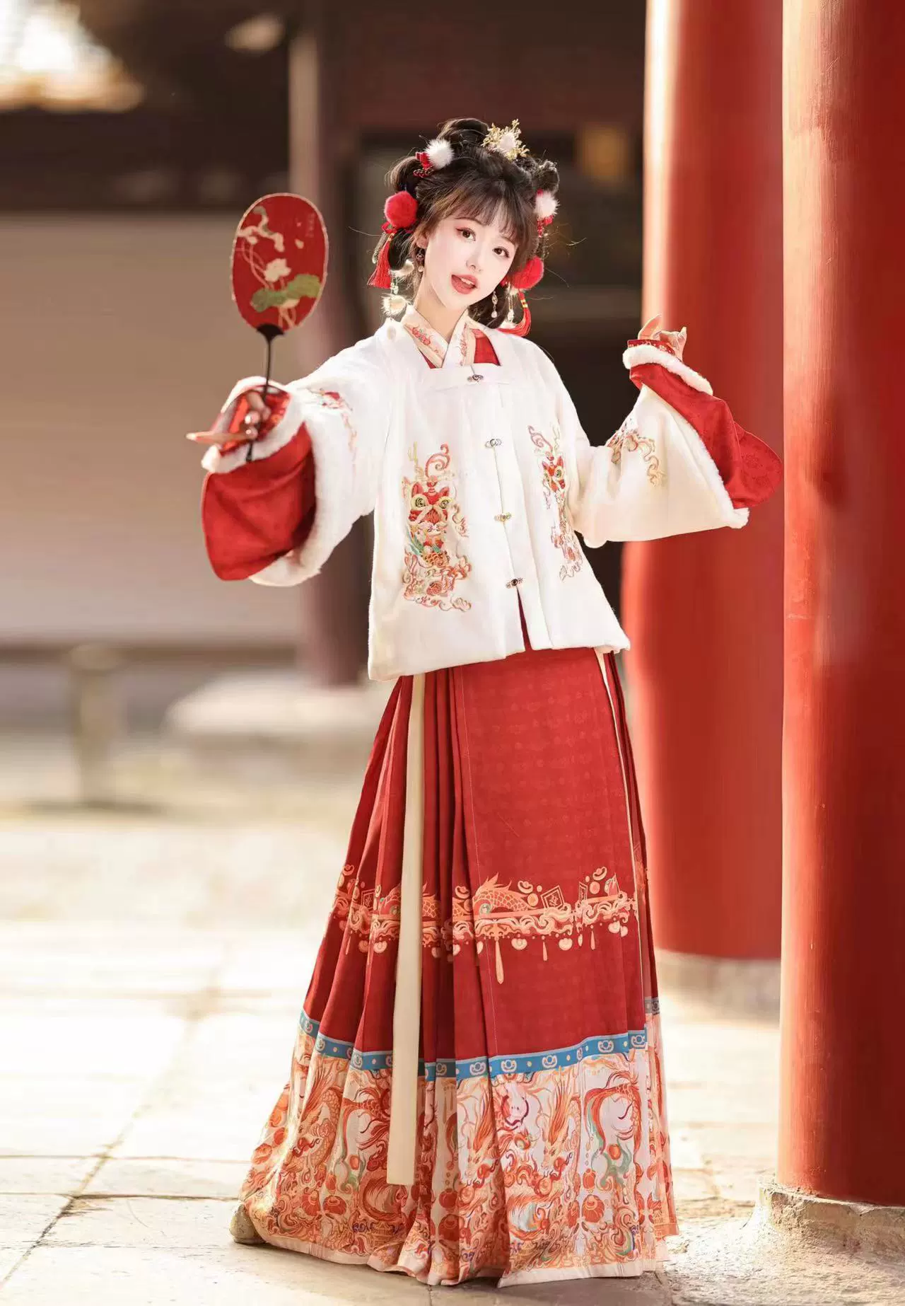 Женское утепленное платье Linglong Fufu с конским лицом в стиле Мин и ханьфу, зимний костюм в китайском стиле, костюм в древнем стиле, полный комплект