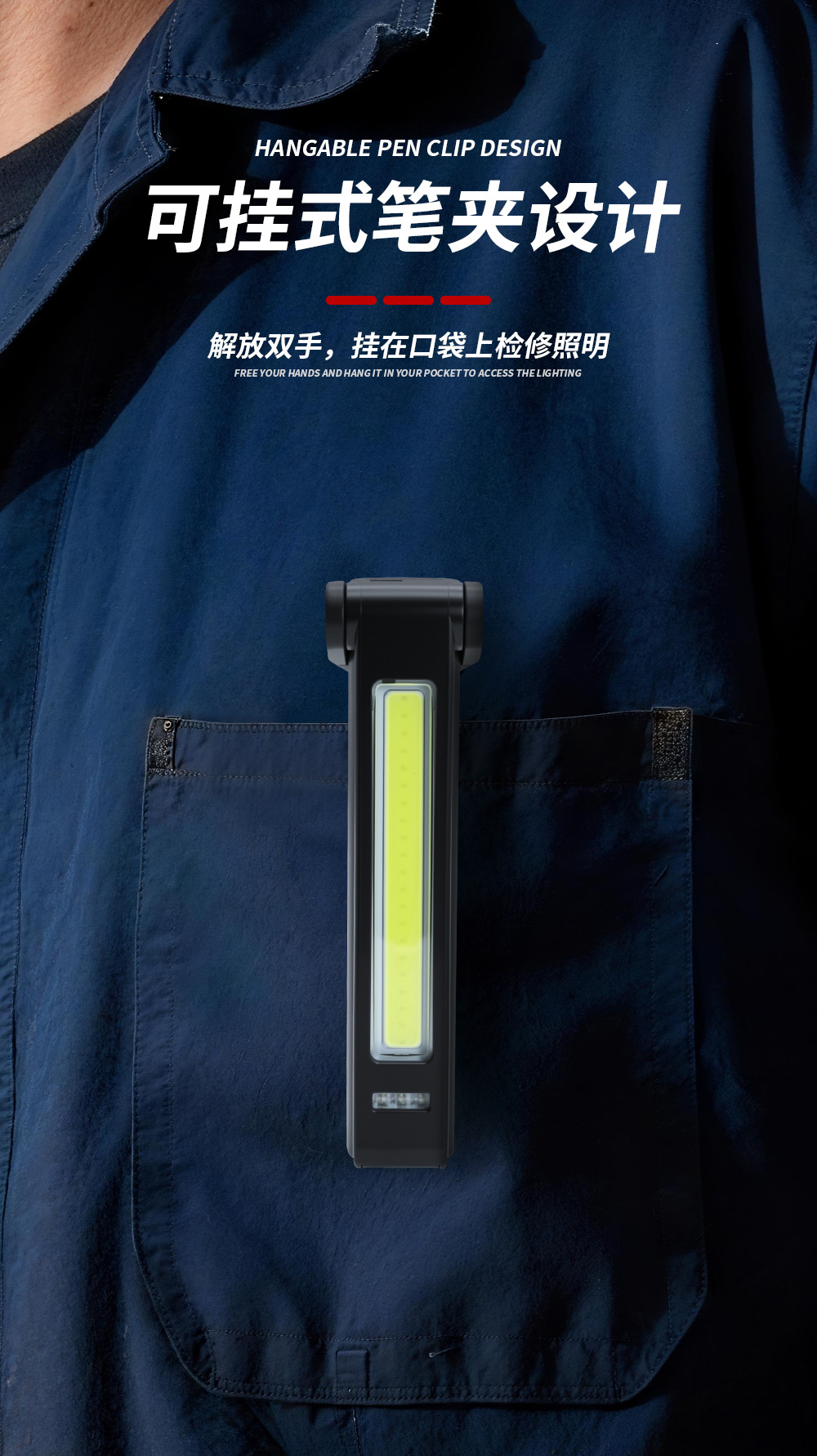 High-Brightness Vehicle Inspection Magnetic Led Light Pen Clip-On Lighting Work Light Cap Clip Light Multi-Light Source Inspection Light