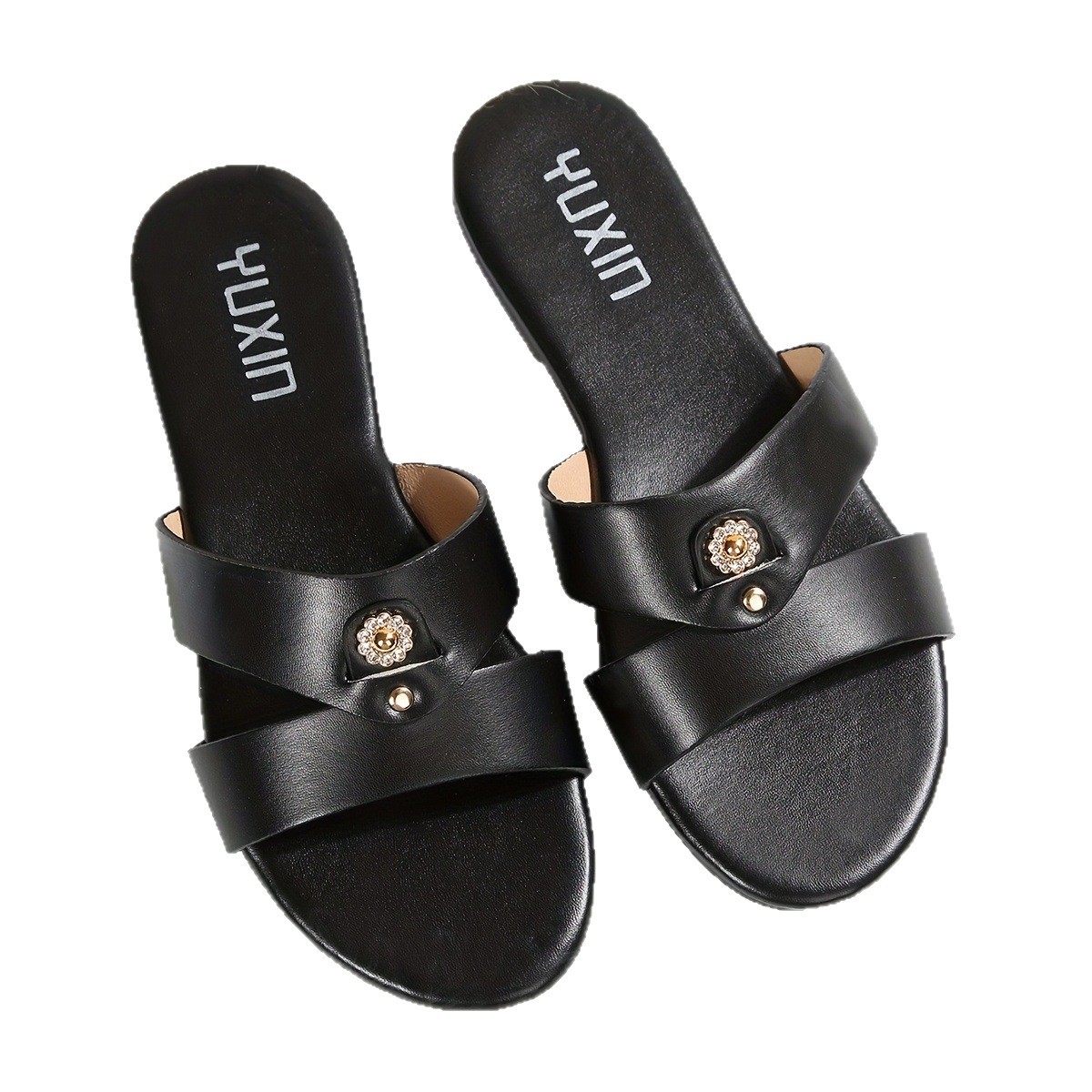 Zapatillas Planas para Mujer de Cuero Sintético, Fondo Plano, para Uso Diario