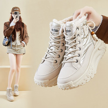 加绒高帮老爹鞋女2025冬季新款学生ins韩版保暖休闲厚底增高K6725