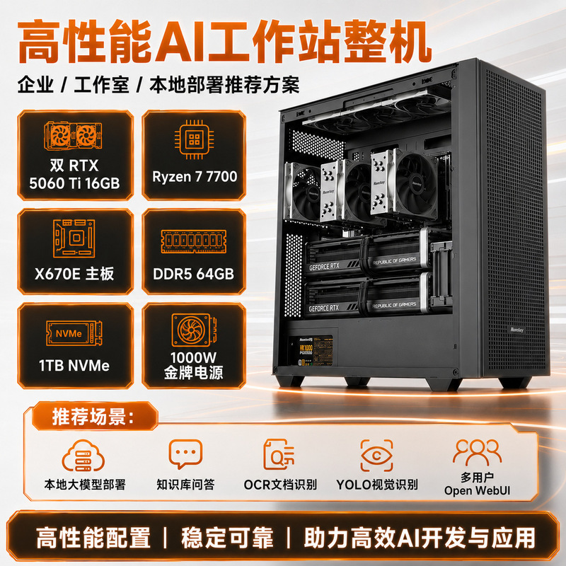 Rtx5060Ti16Gb*2Ai Workstation for Local Large Model Deployment of Ollama/Deepseek Ai Host Systems
