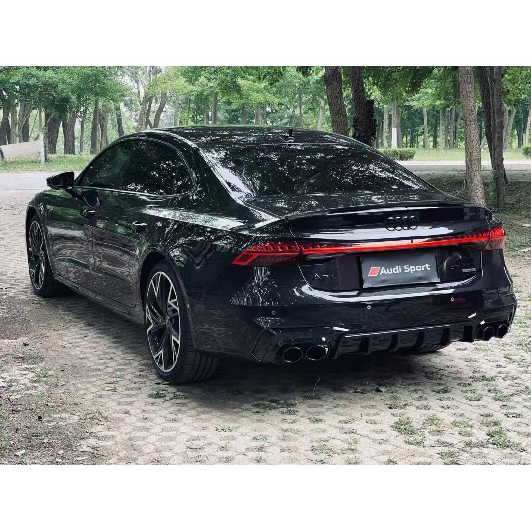 Suitable for 19-25 Audi A7A7L Modified S7 Blade Rear Lip Bright Black Rear Tail Lip Rear Diffuser Four Tail Pipes