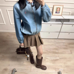 高版本RL25春秋新款粉马刺绣简约宽松百搭水洗牛仔夹克男女情侣款