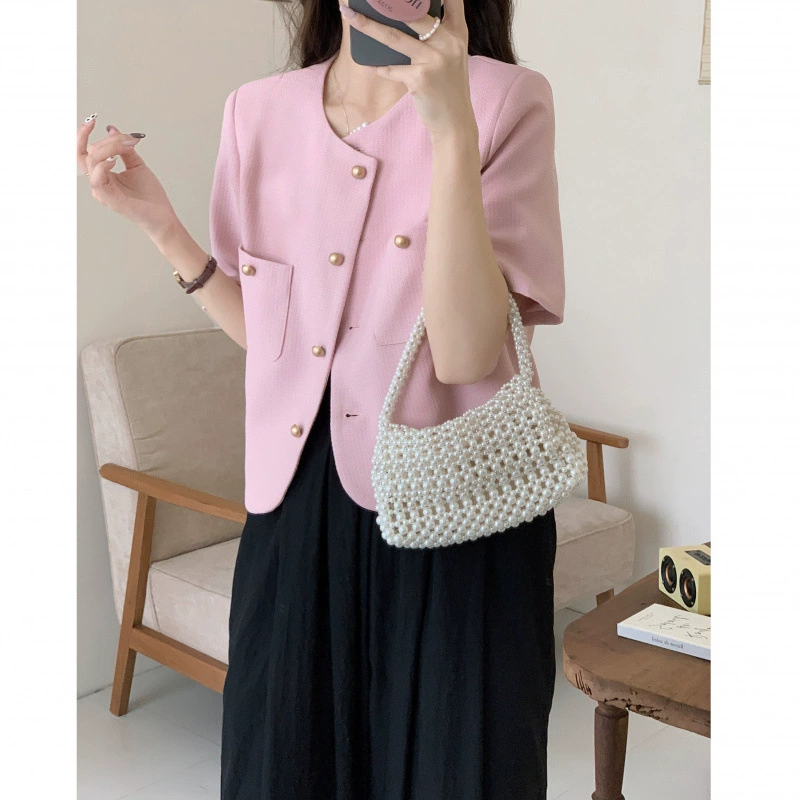 В наличии летний новый короткий жакет в стиле Chanel с металлическими пуговицами, французский жакет для миниатюрных женщин, 2025 года.