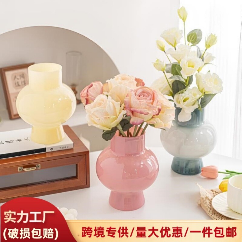 Second-Hand Fenton French-Style Ins Glass Vase for Living Room Flower Arrangement Decoration, Light Luxury Trendy High-Value Vase