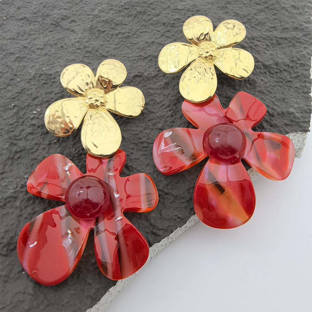 Plating Design 1 Pair Cute Vacation Flower Plating 304 Stainless Steel Drop Earrings
