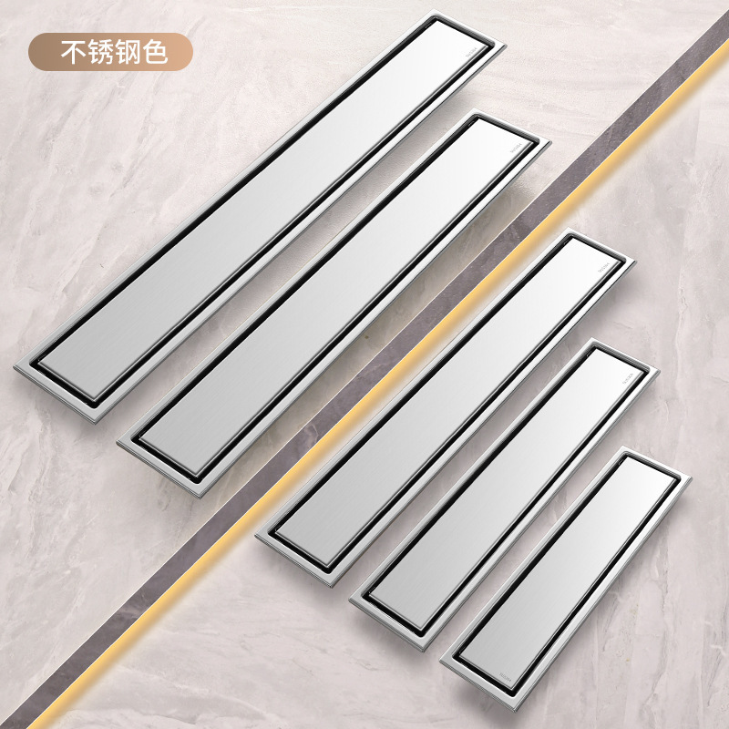 跨境地漏304不锈钢长条型隐形防臭 酒店可镶嵌瓷砖长方形藏式地漏|undefined