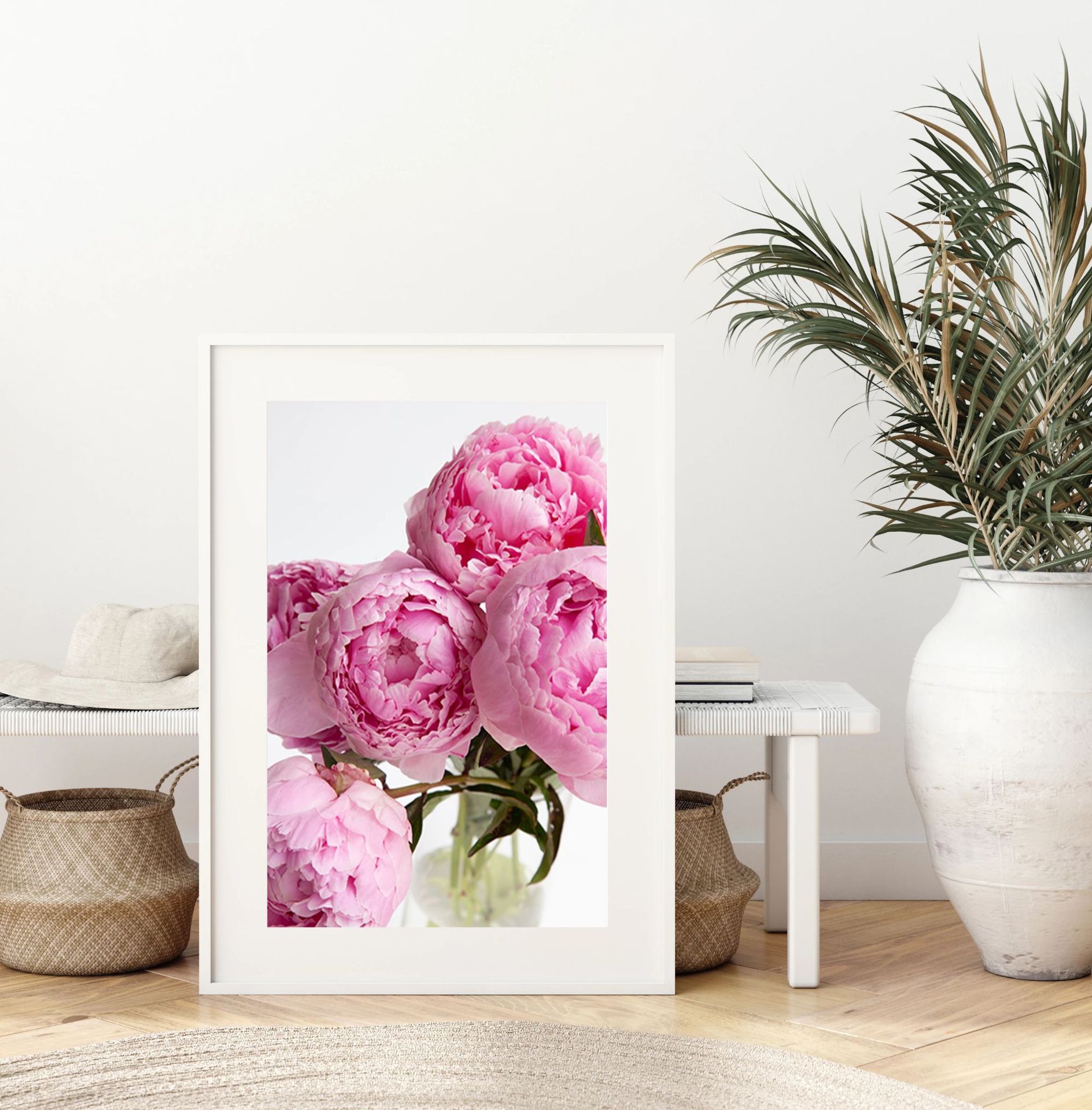 Nordic Poster Plant Peony Flower Canvas Painting Scandinavian Picture Living Room Bedroom Room Decorative Painting Core