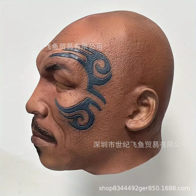 Mike Tyson máscara de látex hombre campeón de boxeo hombre adulto baile de máscaras fiesta de rol extraña