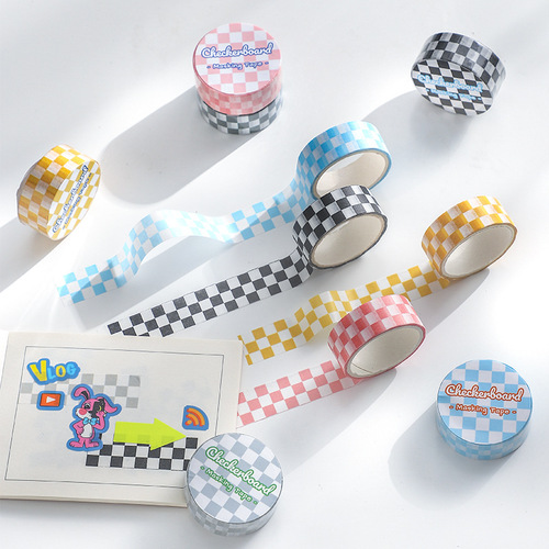 Yujian Eslite checkerboard series and paper tape fresh plaid DIY paper creative stickers hand account material stickers 6 types