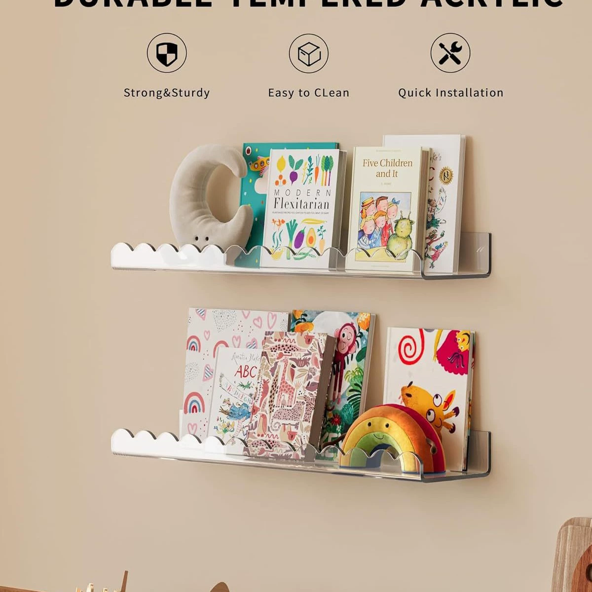 4 wholesale clear floating acrylic bat bookshelf