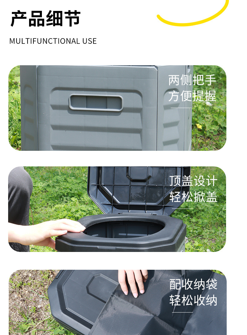 New Folding Toilet for Car Emergency Use, Portable Anti-Odor Outdoor Rv Folding Toilet for Adults