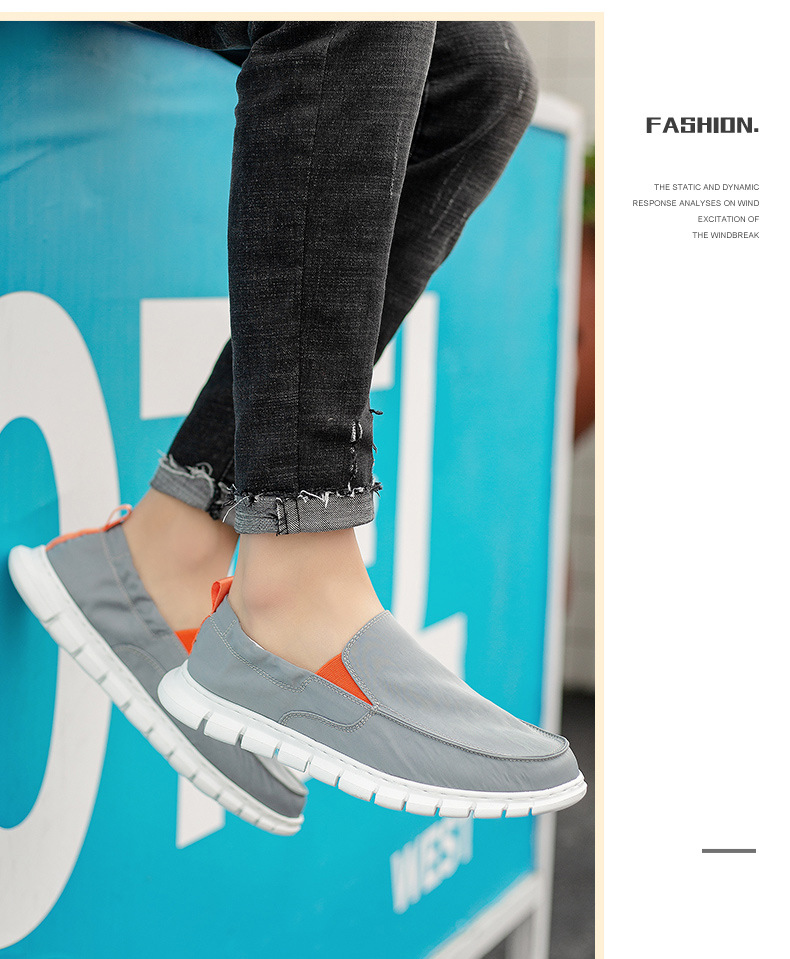 High-Quality Waterproof Umbrella Fabric Casual Men's Elastic Slip-On Old Beijing Cloth Loafers One-Step Dad Shoes_vogvips.com