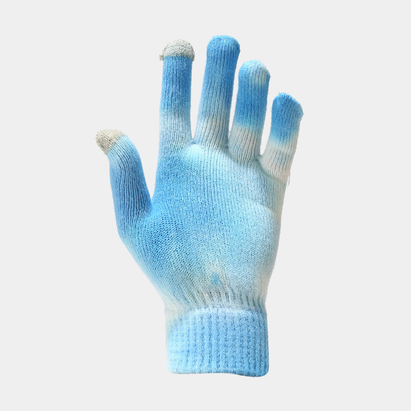 New Tie Dyed Knitted Glove Scarf Women's Autumn and Winter Outdoor Cold Protection Hat Three piece Set for Men_voghion.com