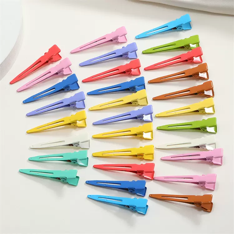 厂家直供4.5公分糖果色单叉夹金属烤漆鸭嘴夹儿童时尚刘海夹