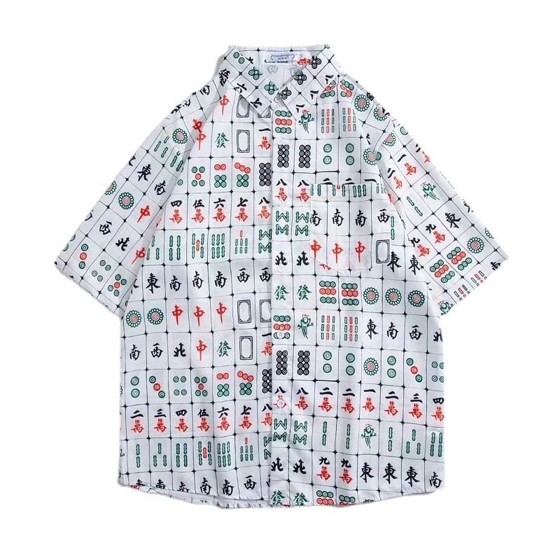 Viento todo partido ganar dinero patrón abrigo batalla camisa Lucky Battle robe ropa elementos jugando Mahjong hombres y mujeres chino