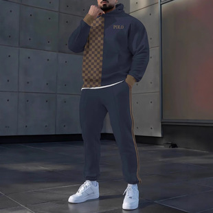 Autumn and Winter Men's Hooded Sweatshirt Suit Loose Casual Sports Two-Piece Set Exclusively for Cross-Border Independent Stations
