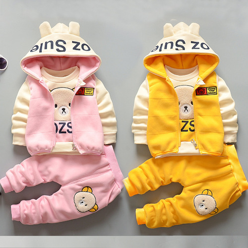 Men's Baby Autumn Set Suit 1-Year-Old Children's Clothes 3-Piece Set  New Baby Korean Version Stylish Trendy Clothes Thickened