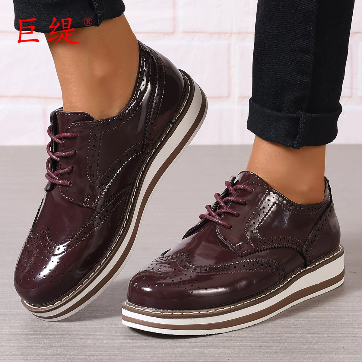 Ju Ti Spot 2025 весна и осень новая внешняя торговля плюс размер 5-11 женская повседневная одиночная обувь с блестящими женскими туфлями