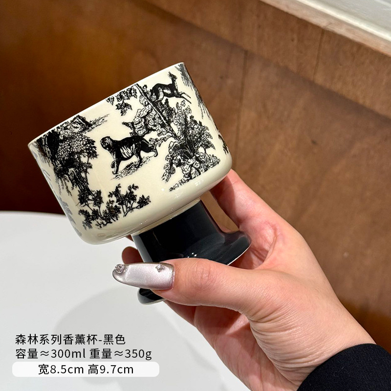 Taza de cerámica retro fragrante creativa nueva taza de café china de alto valor de lujo ligero taza de barganas de incienso nicho