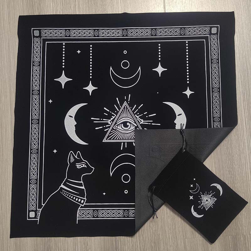Tarjeta de Tarot de estilo europeo estrella de cinco puntas franela negra traje de Mantel vintage ceremonia mantel tarjeta bolsa estera de mesa al por menor