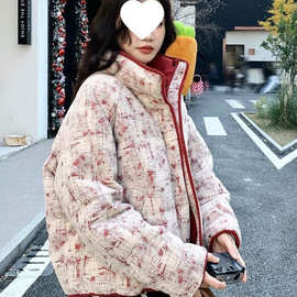 红色风羽绒服女冬季高级感减龄漂亮洋气白鸭绒短外套流行爆款