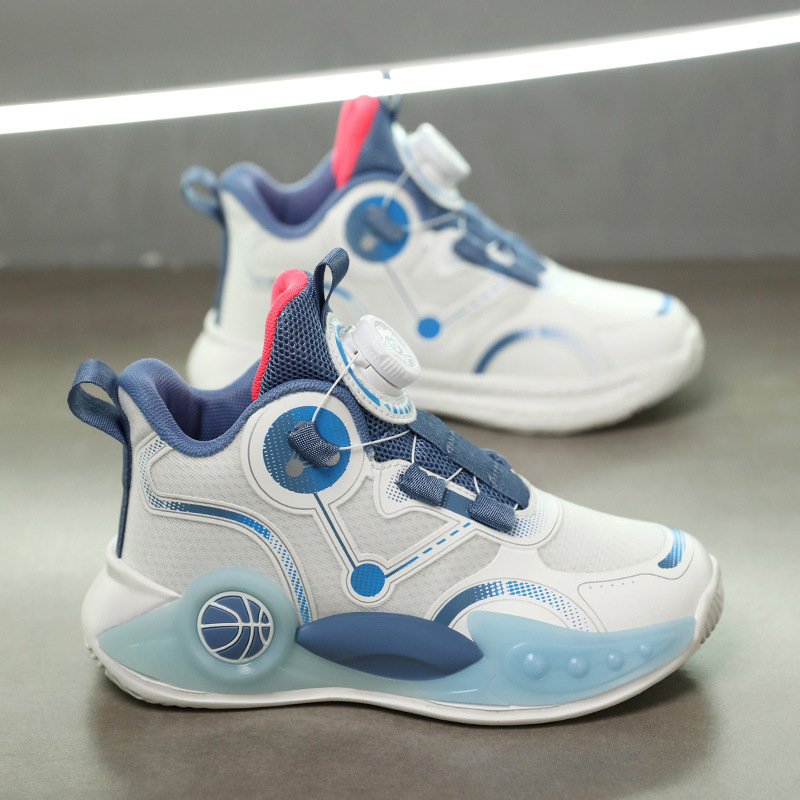 Zapatillas de baloncesto para niños verano 2025 nuevas zapatillas de entrenamiento profesional con superficie de malla transpirable para niños zapatillas de deporte antideslizantes para niños