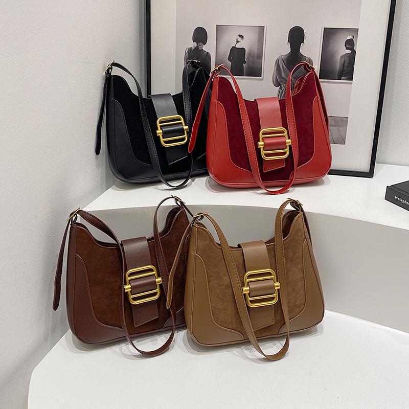 Coreano retro mirad bolso de brazo de color contraste para mujeres 2024 otoño invierno nuevo estilo de moda bolso de hombro portátil