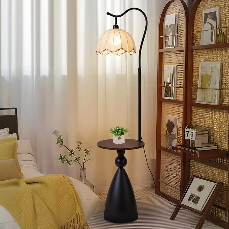 Francés retro sala de estar estante una lámpara de piso antiguo dormitorio cabecera atmósfera tela lámpara de pesca 488L
