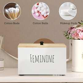 木制女性用品收纳盒浴室卫生巾棉条储物盒家用多用途整理盒带盖