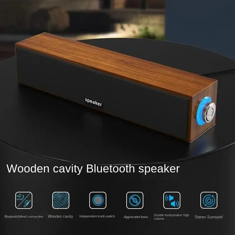 Cross-border Long USB Wired Double Horn Wooden Bluetooth Audio Computer Laptop Sound Bright Desktop Heavy Subwoofer Cross-border Long USB Wired Double Horn Wooden Bluetooth Audio Computer Laptop Sound Bright Desktop Heavy Subwoofer